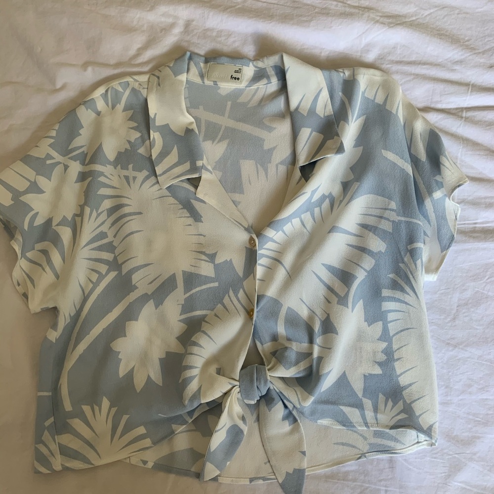 Aritzia blue button up blouse